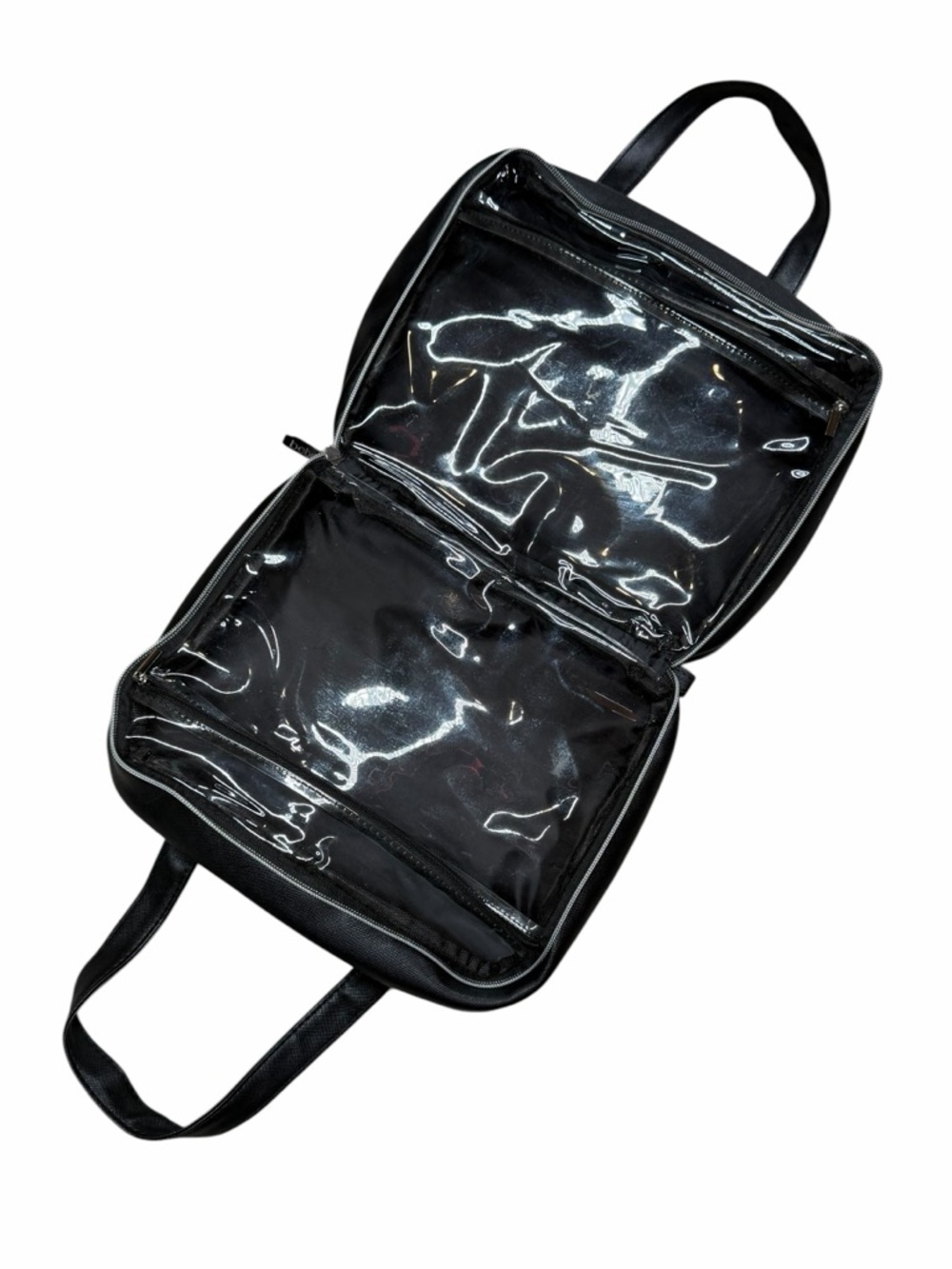 Bebe Black Faux Leather Travel Toiletry Bag/Cosmetic Bag - Picture 7 of 11